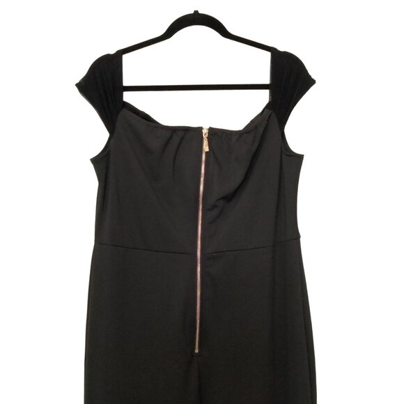 Black Formal Evening Gown Wire V-Neck Empire Waist Tulle Sleeve Maxi Dress XXL - Picture 6 of 8